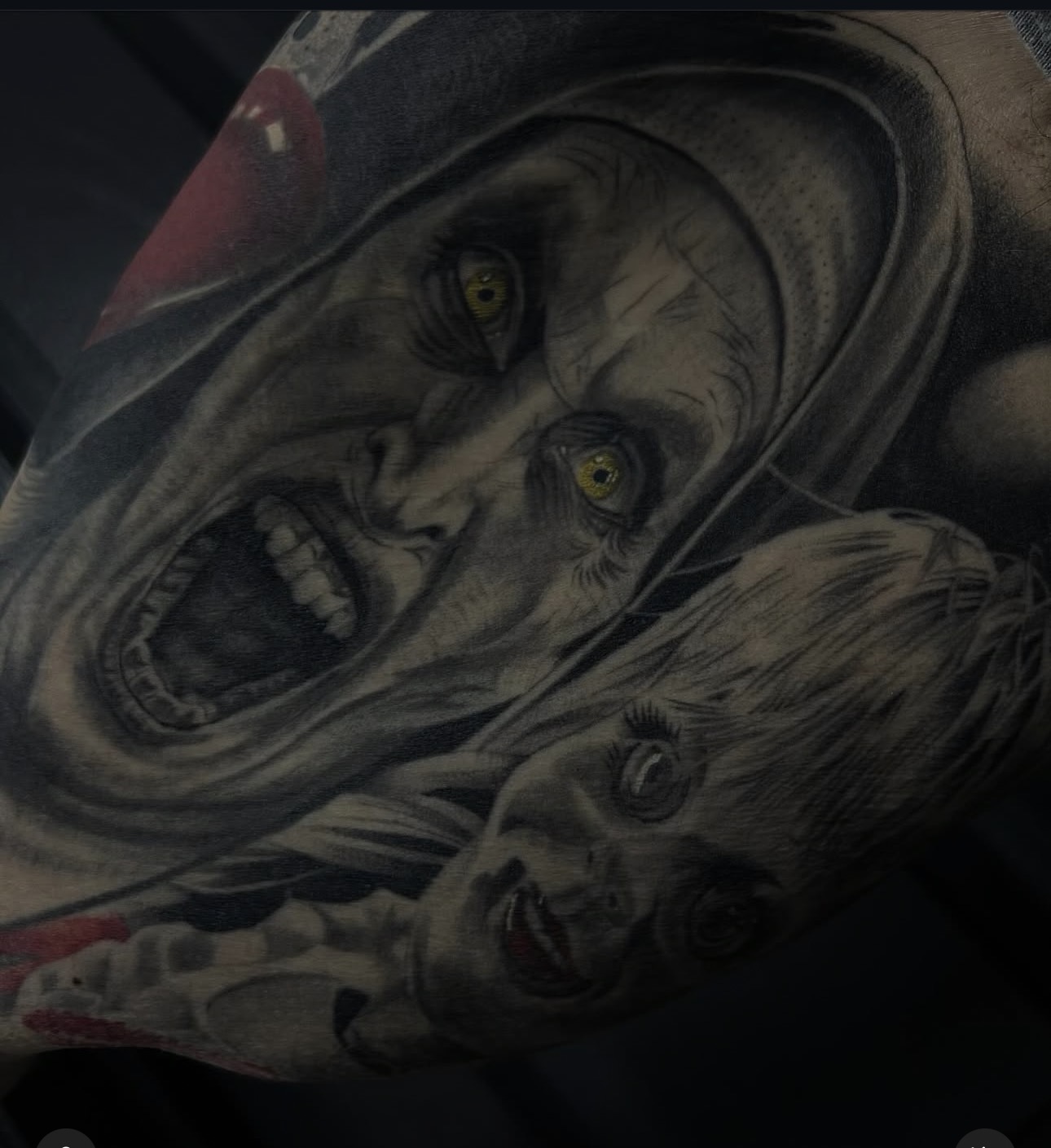 Pennywise IT clown horror realism portrait with yellow eyes by Danny Birch