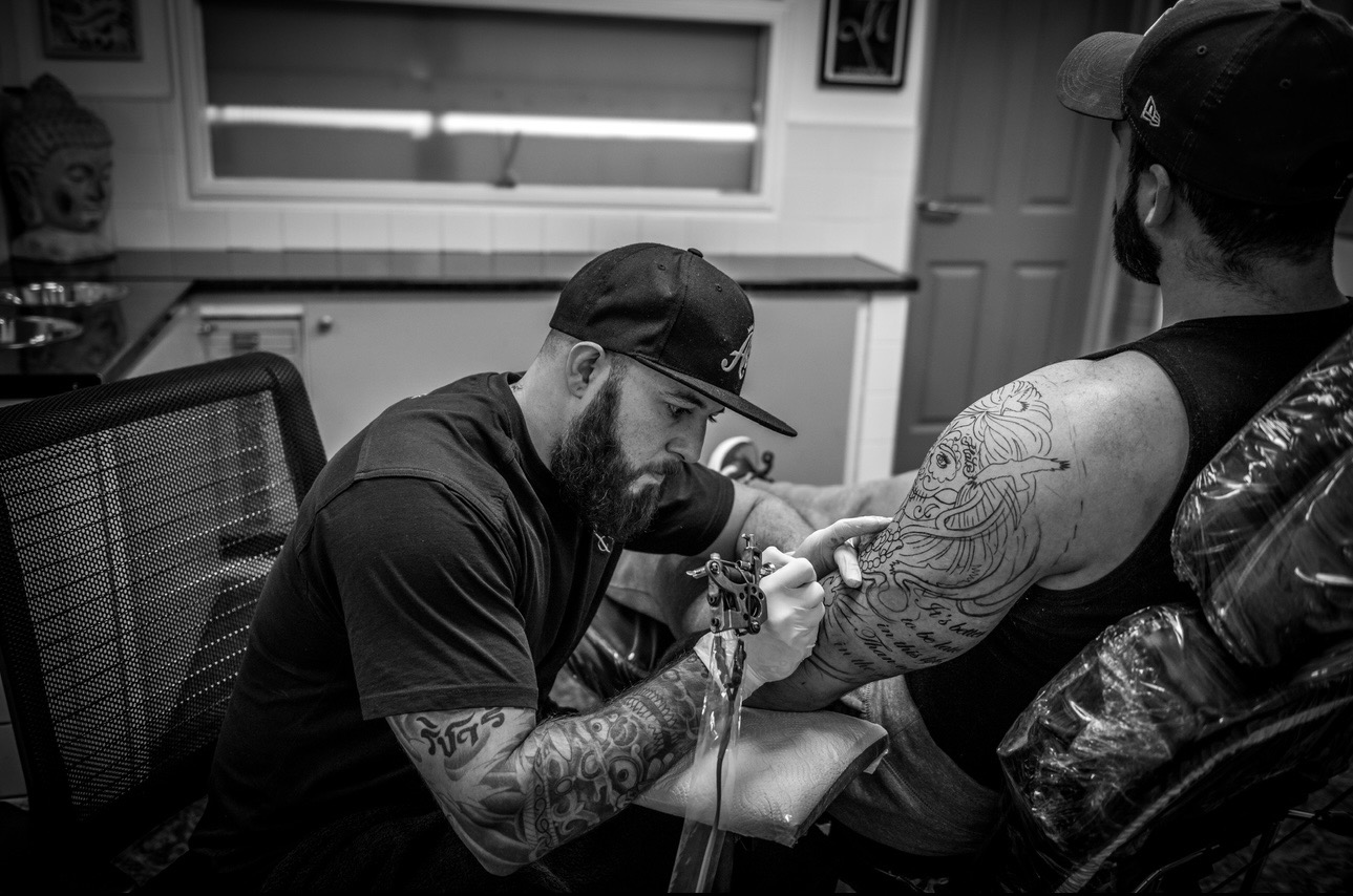 Portrait of tattoo artist Danny Birch at Mantra 2