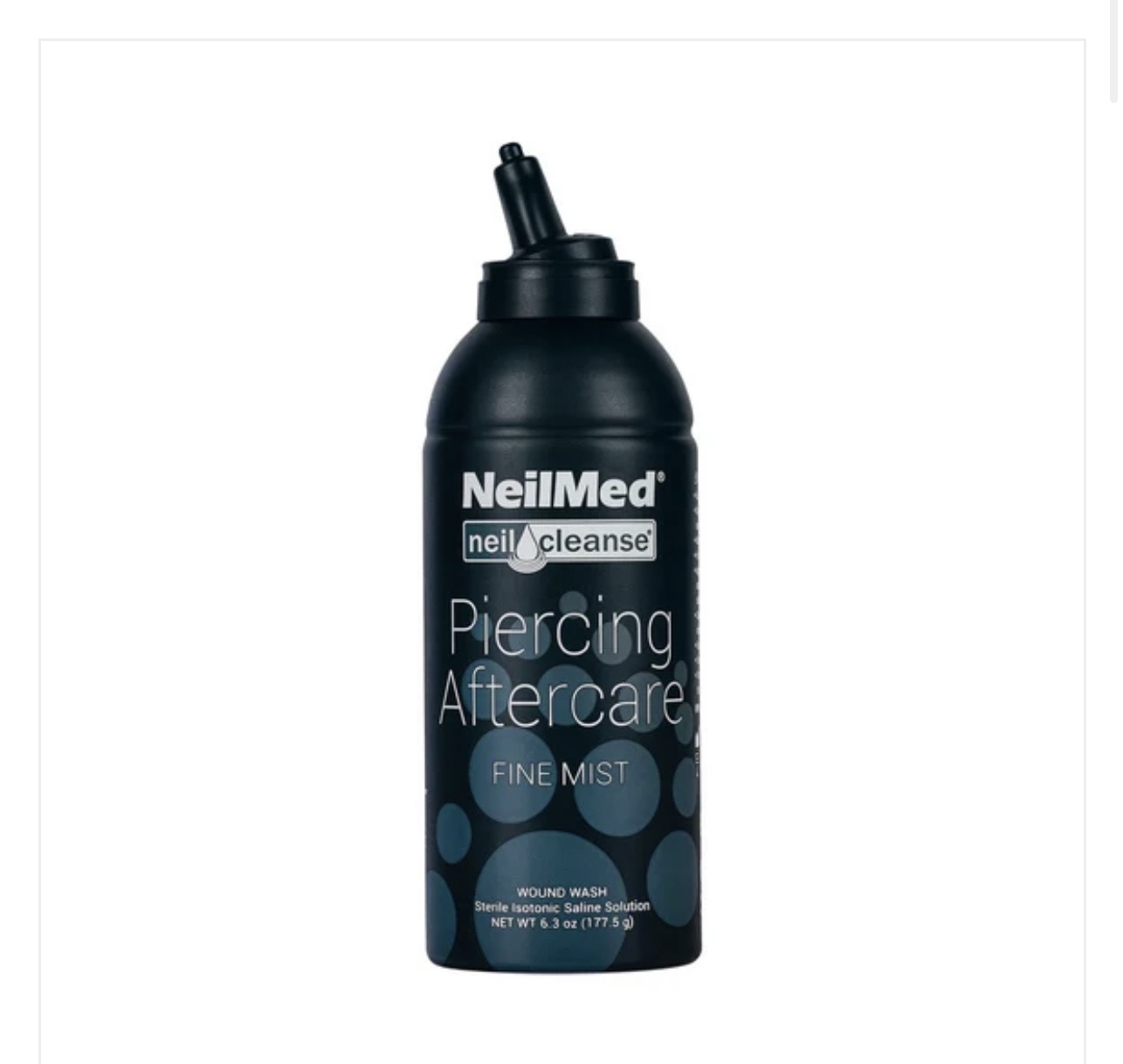 NeilMed Piercing Aftercare Fine Mist — 177ml sterile saline spray bottle
